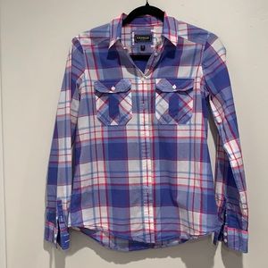Express original button up plaid cotton xsmall